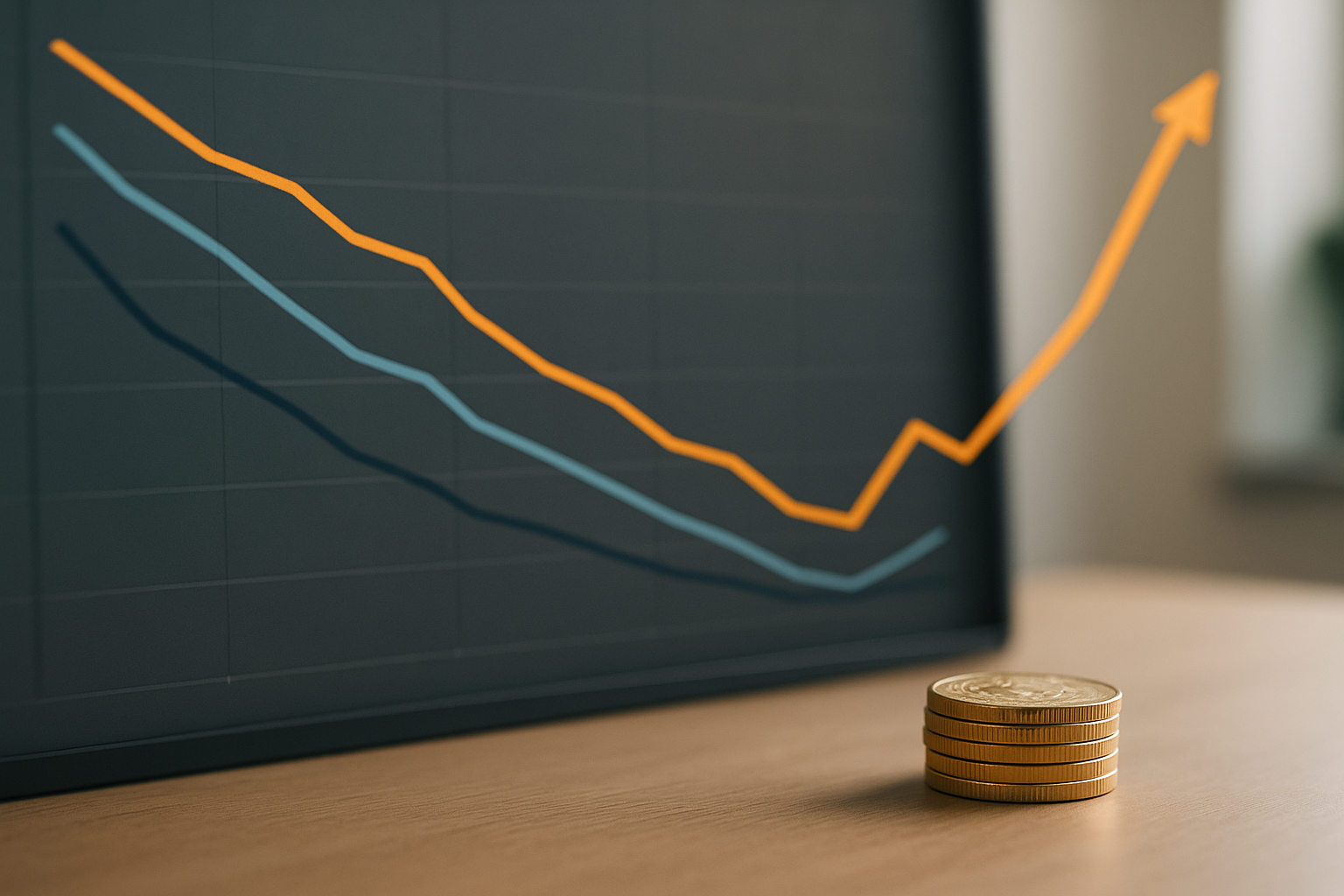 Rappresentazione astratta dell’inflazione complessiva in calo con inflazione dei servizi più persistente