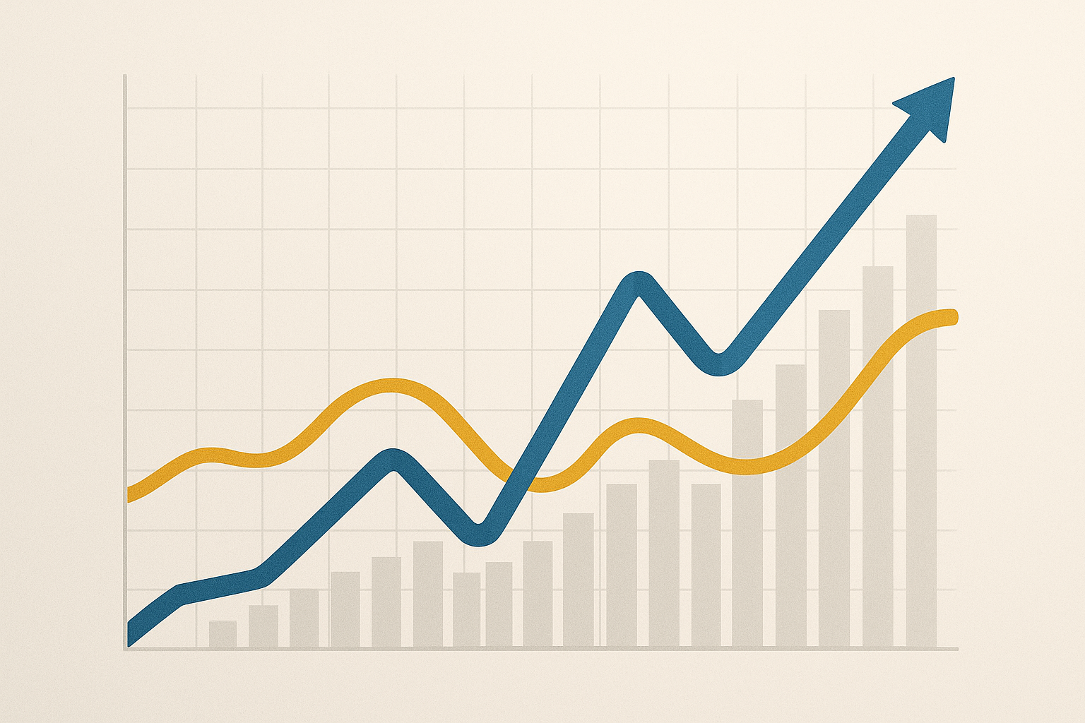 Andamento astratto di tassi di interesse e inflazione in stile editoriale