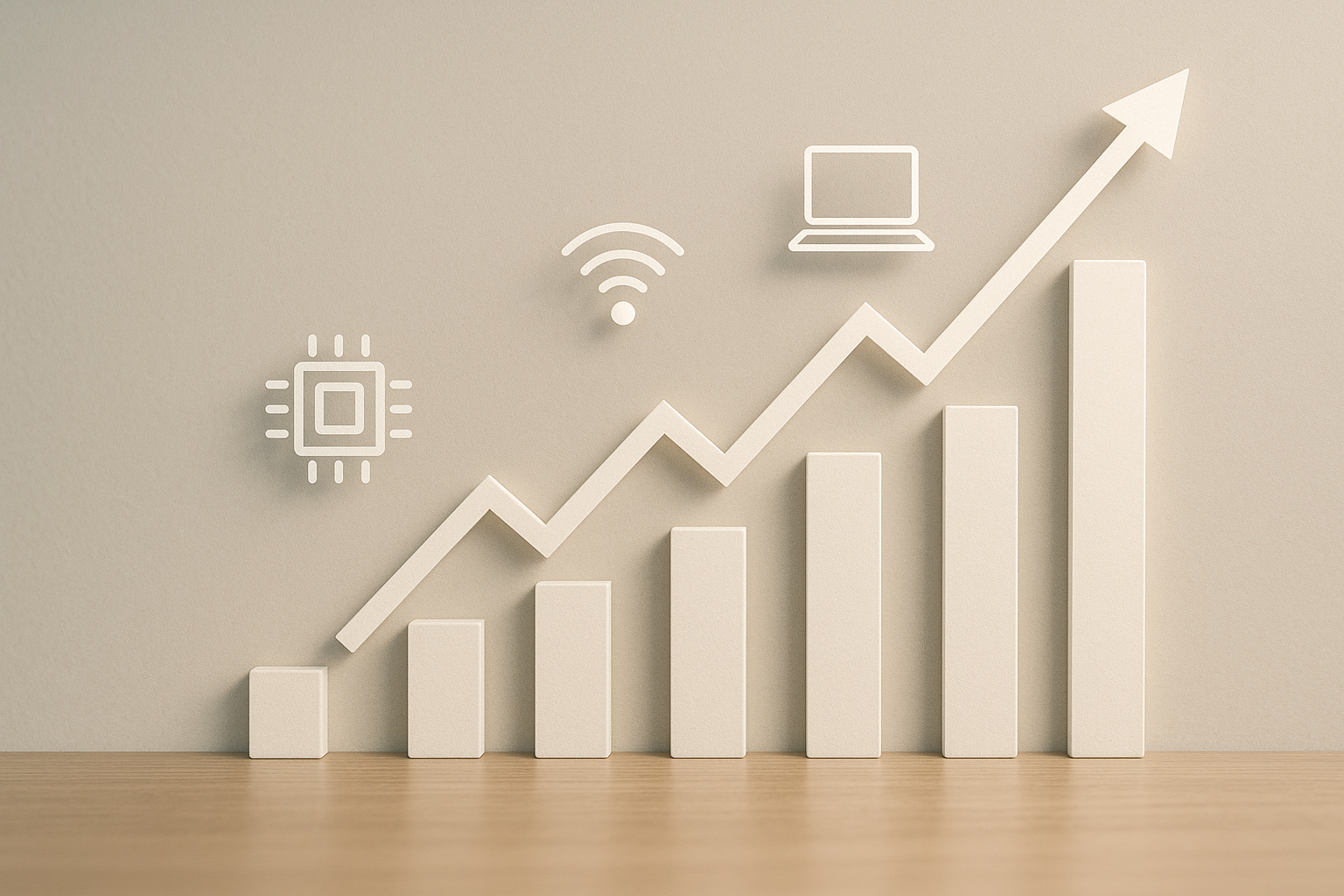 Grafico astratto che rappresenta la crescita del settore tecnologico e l'espansione dei margini