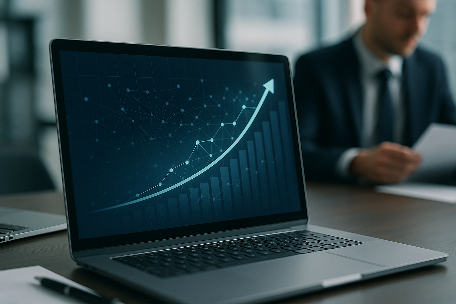Grafico stilizzato che rappresenta la crescita dei ricavi nel settore digitale