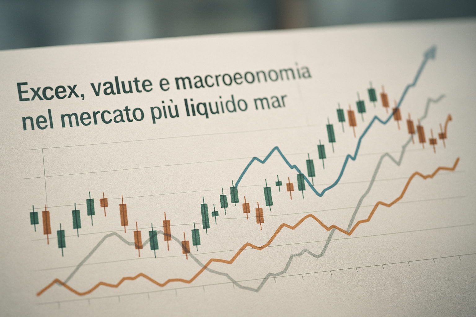 Grafico astratto sui movimenti dei tassi di cambio nel mercato Forex