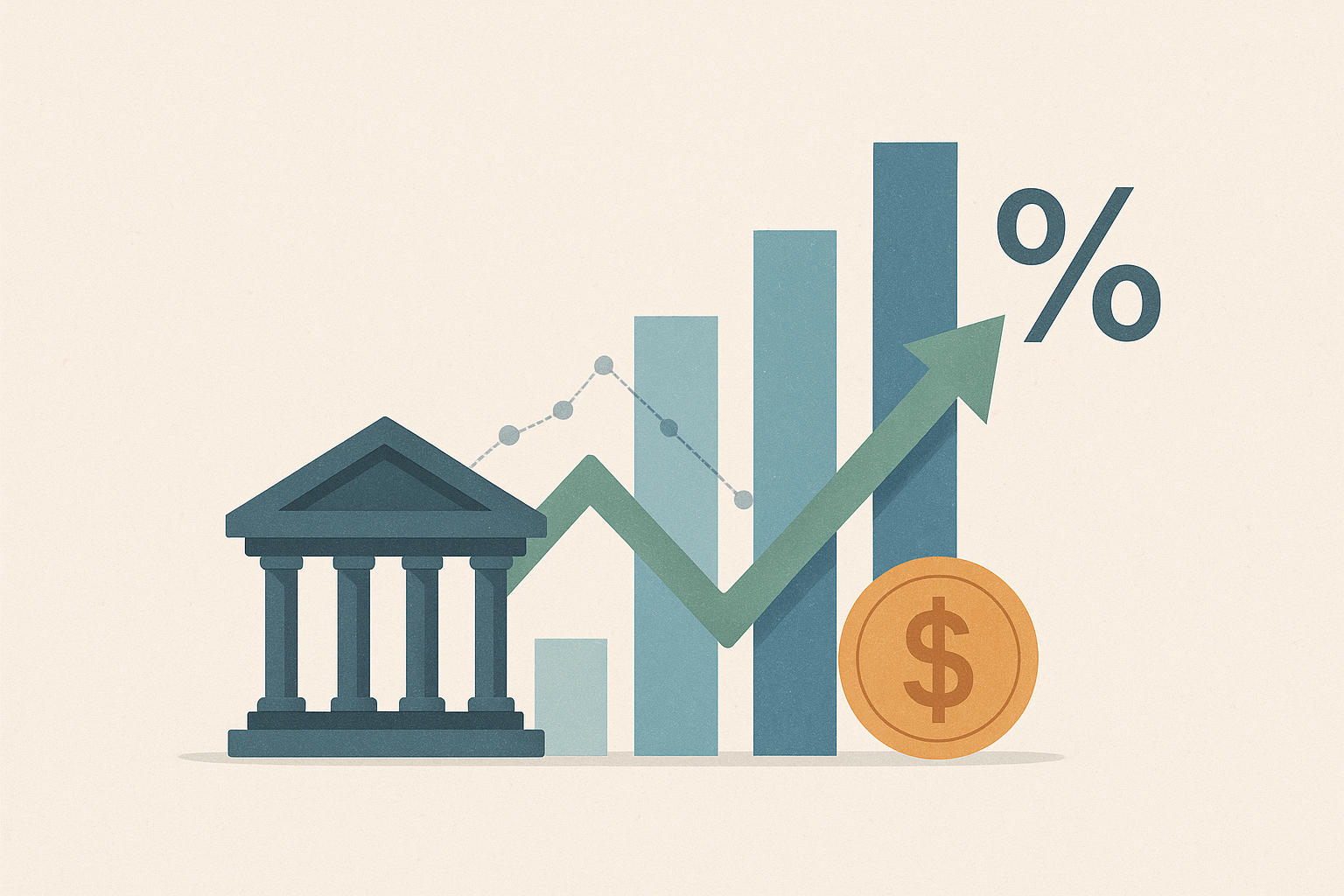 Grafici finanziari astratti che rappresentano tassi, margini e credito nel settore bancario