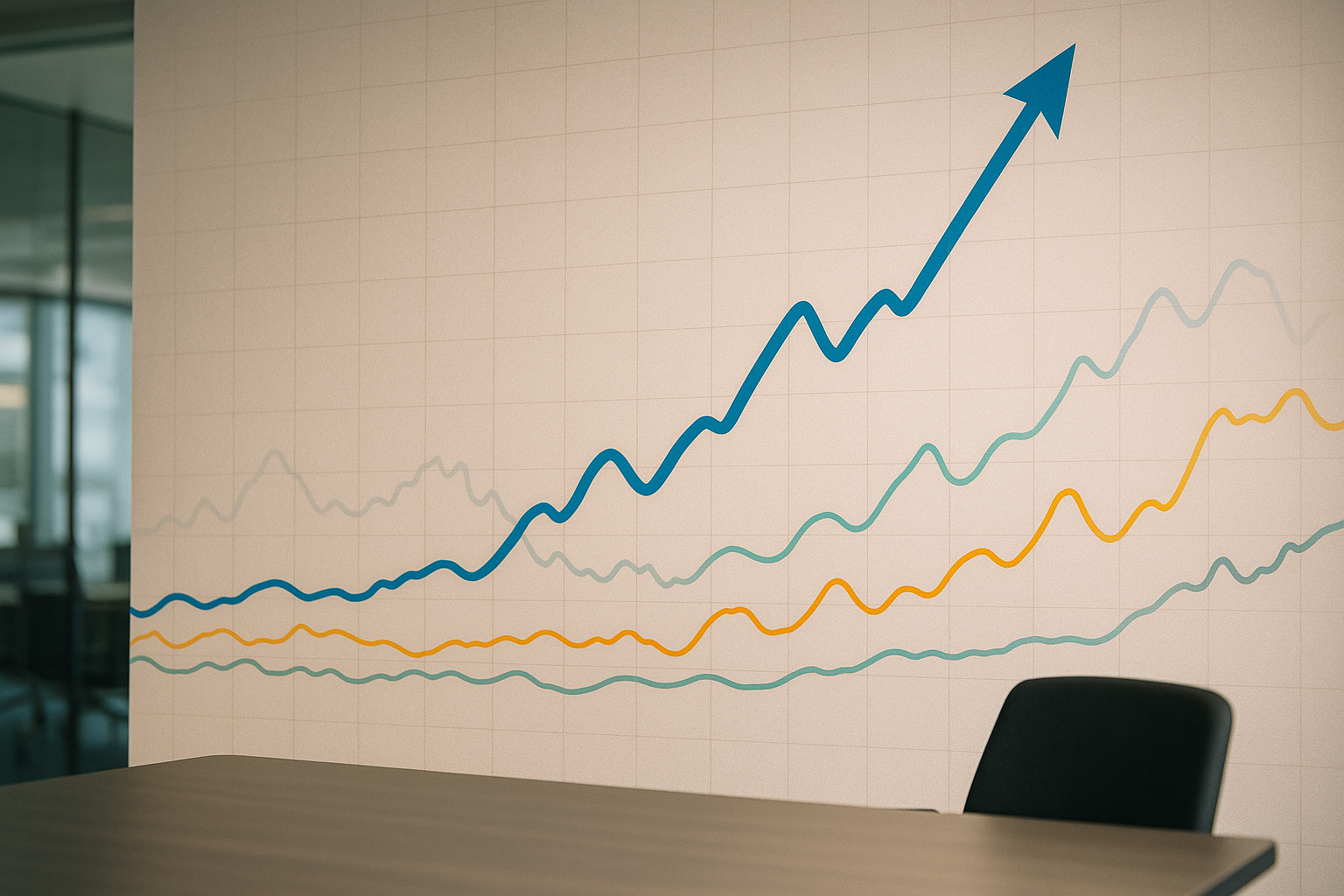 Andamento stilizzato di mercati finanziari e variabili energetiche legate alla transizione e agli investimenti di lungo periodo